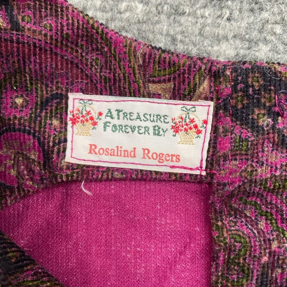 Vintage Corduroy Paisley Dress Girls 7 Years Purple  Floral by Rosalind Rogers